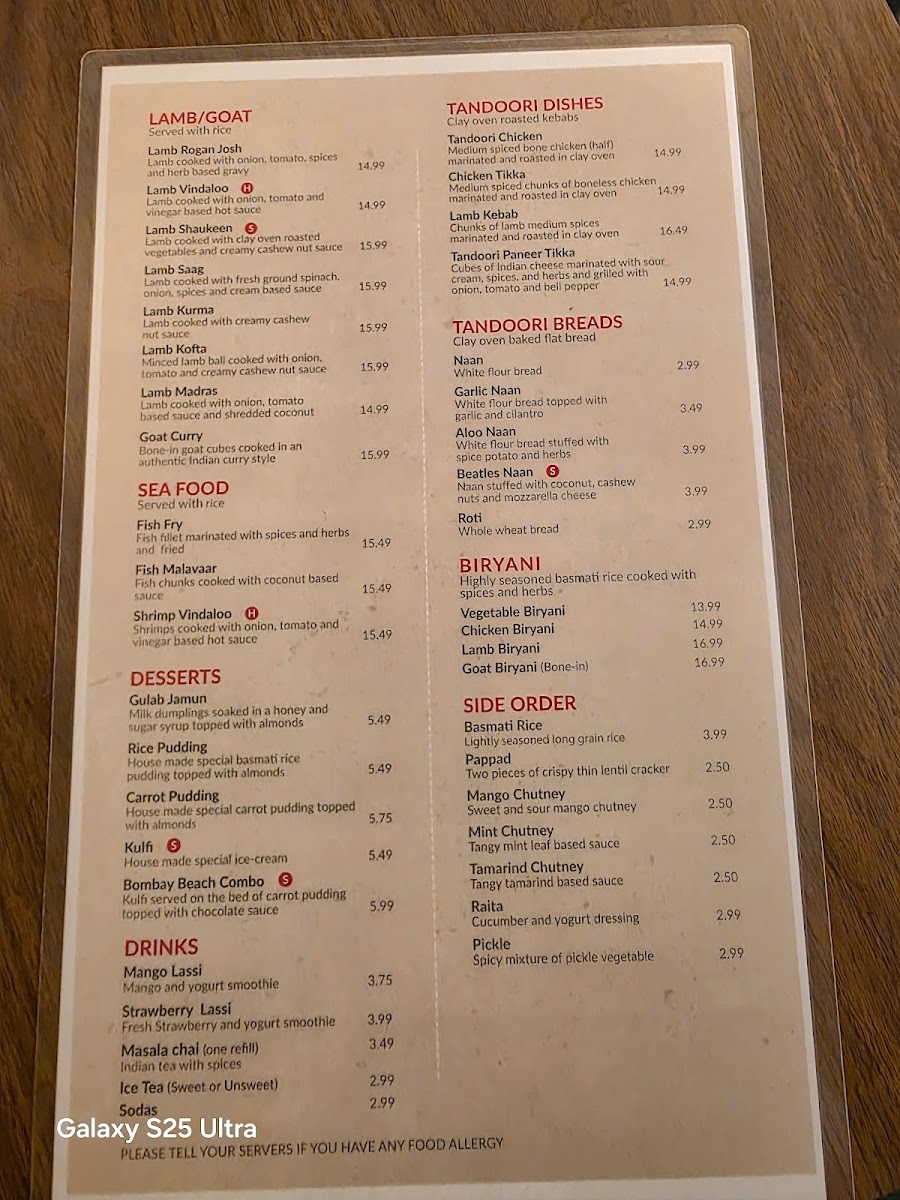 Menu Spice Connexion-4